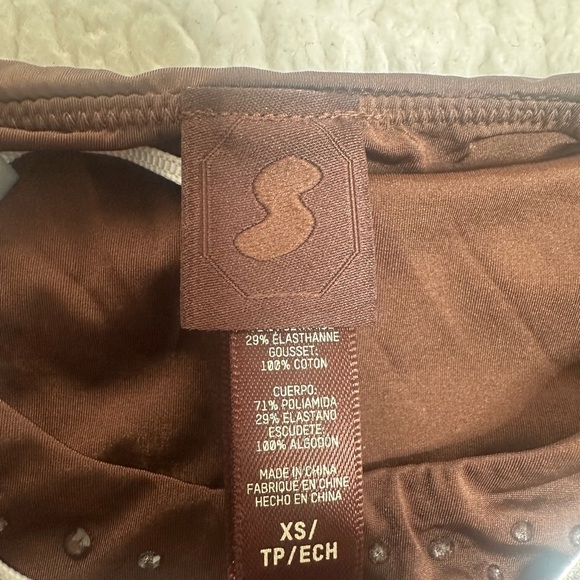 Brown Long Sleeve Bodysuit with Rhinestones - Picture 4 of 5